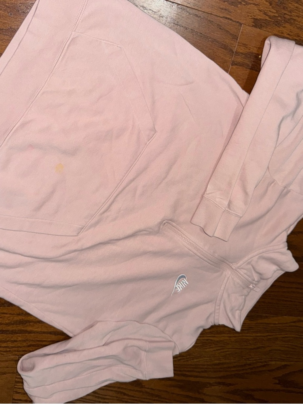 Nike Light Pink Zip Hoodie with Small Swoosh Tag